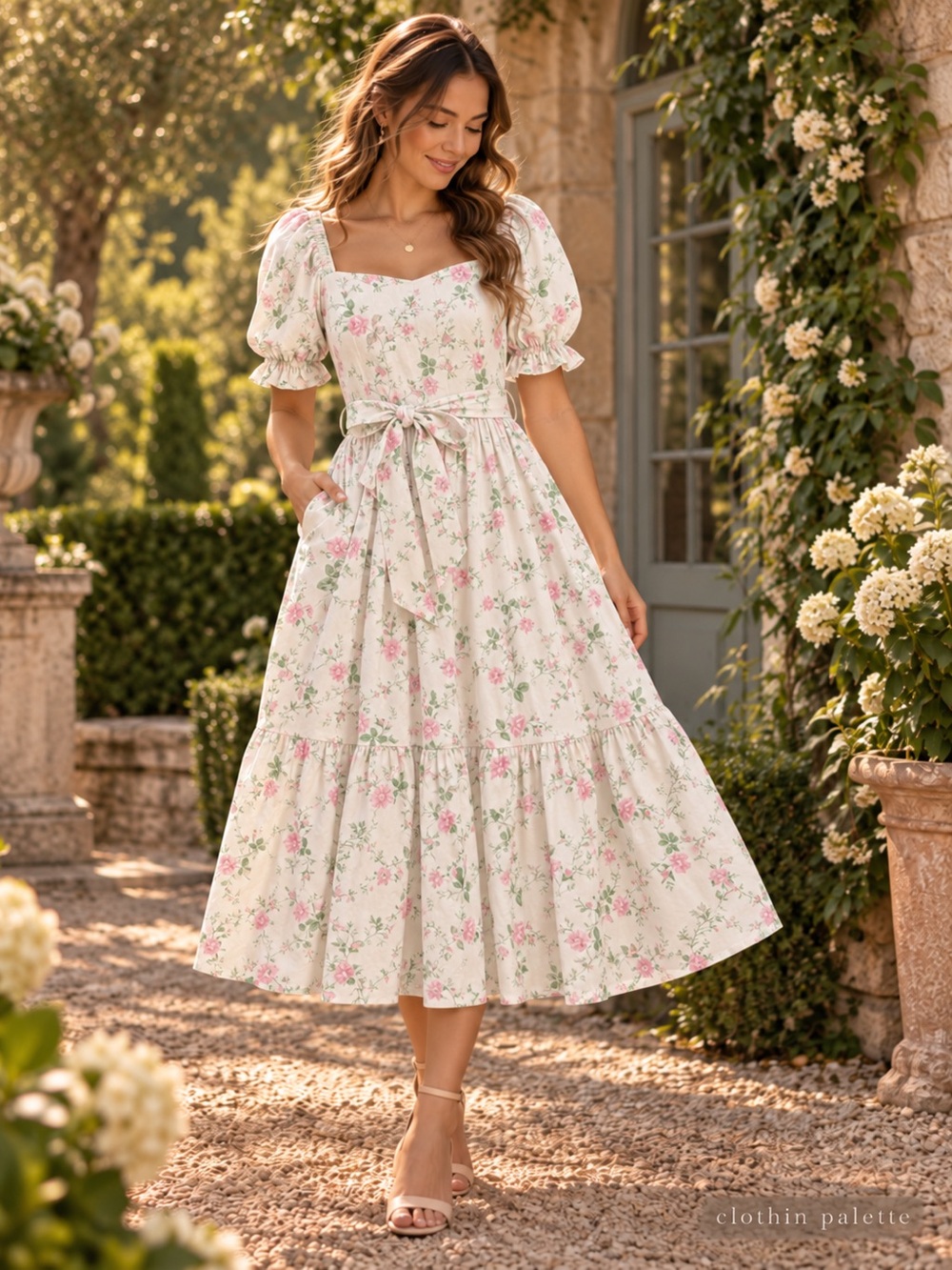 Mome Brand Ann Midi Dress Rose Floral Size Small Discontinued Nursing Cotton